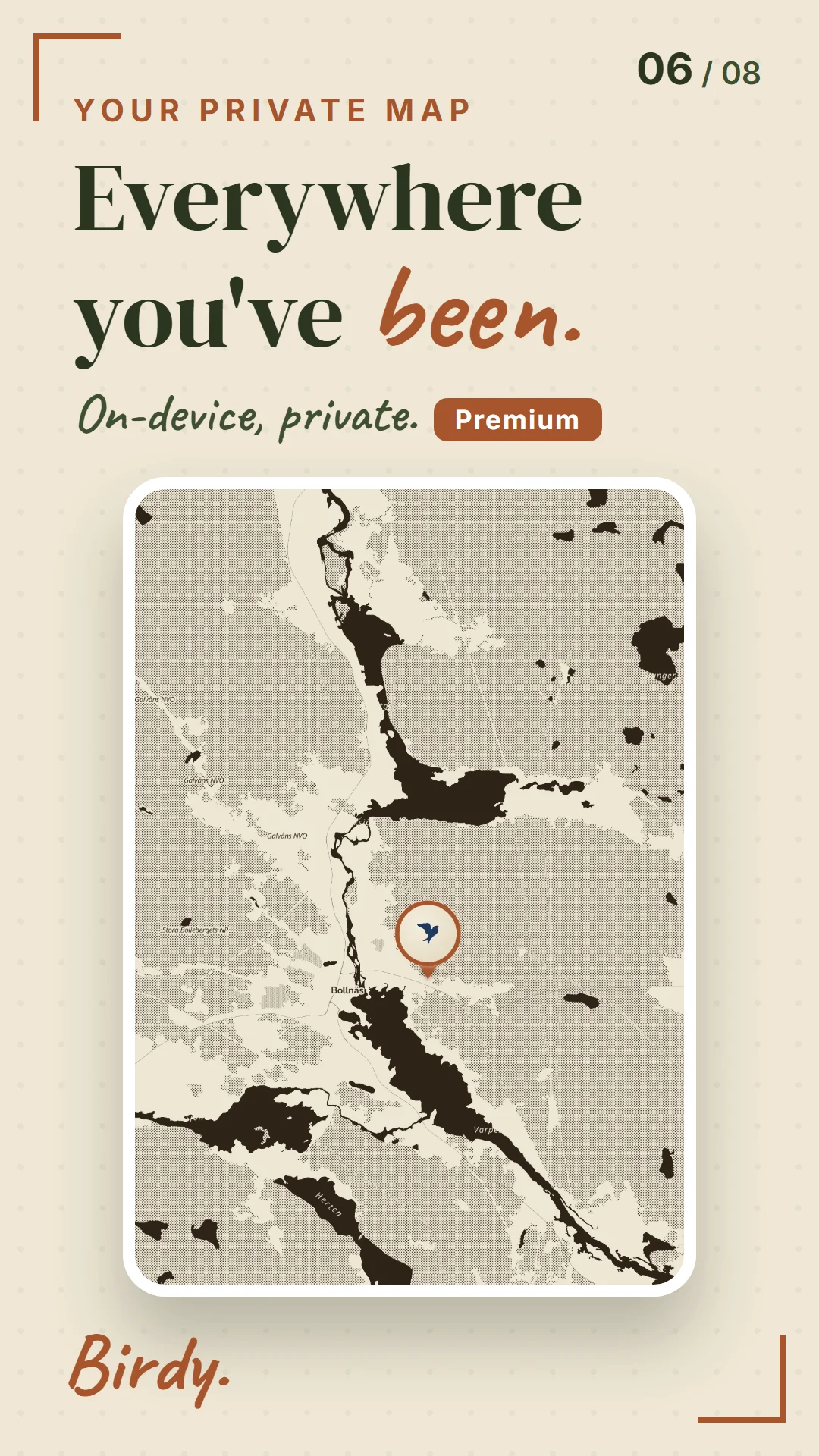 Birdy private on-device map of personal bird finds